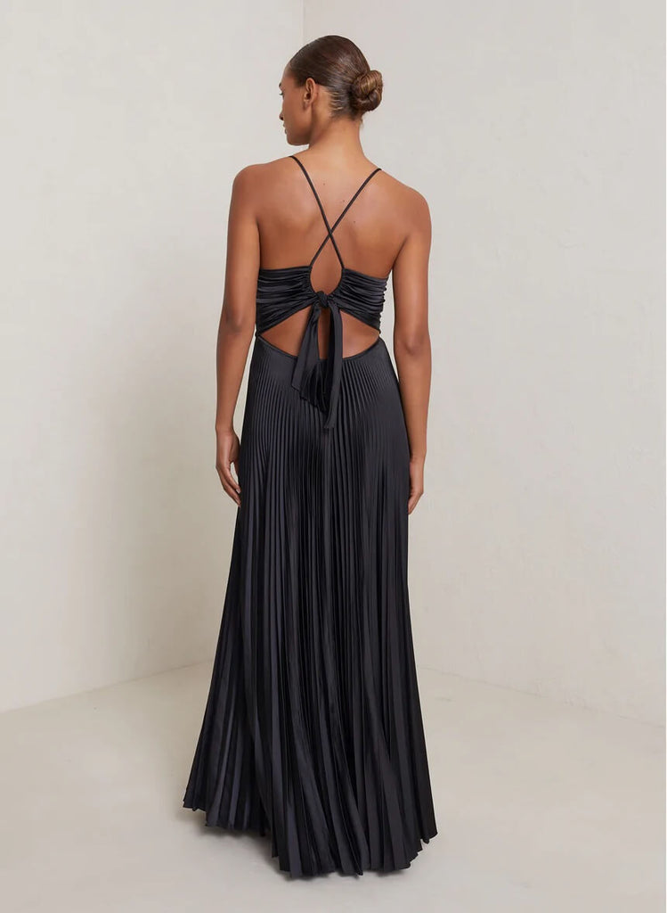 ALC Aries Satin Pleated Maxi Dress