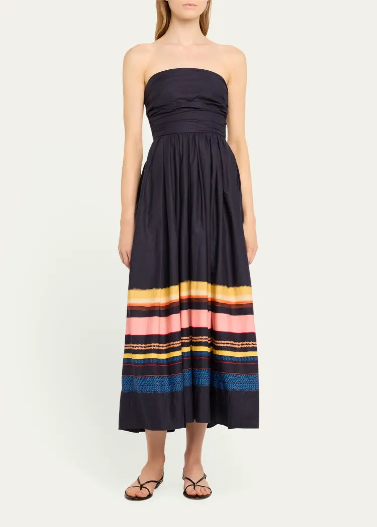 ALC Tate Strapless Stripe Midi Dress