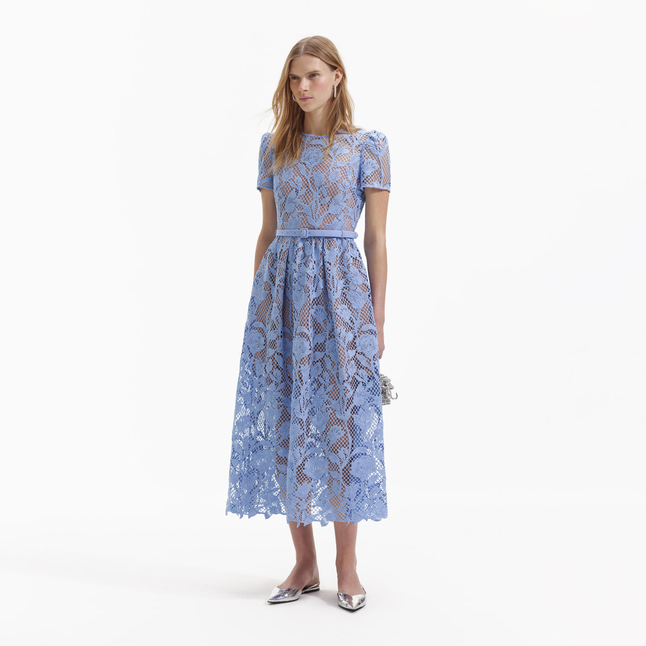 SP Blue Lily Lace Midi Dress