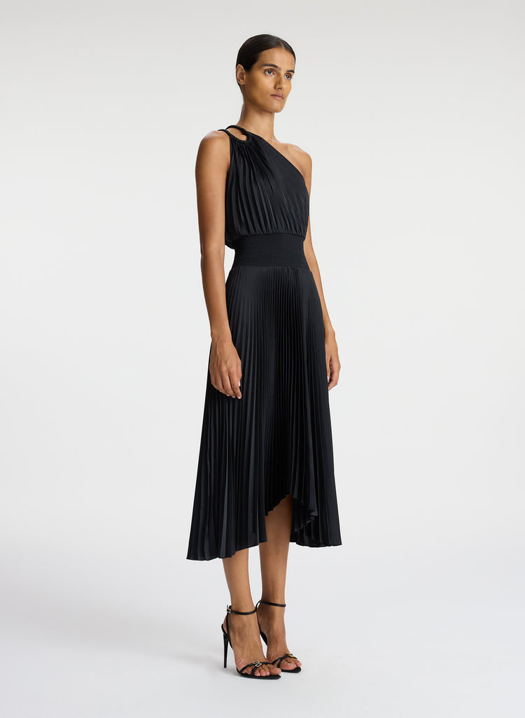 ALC Ruby Satin Pleated Midi Dress