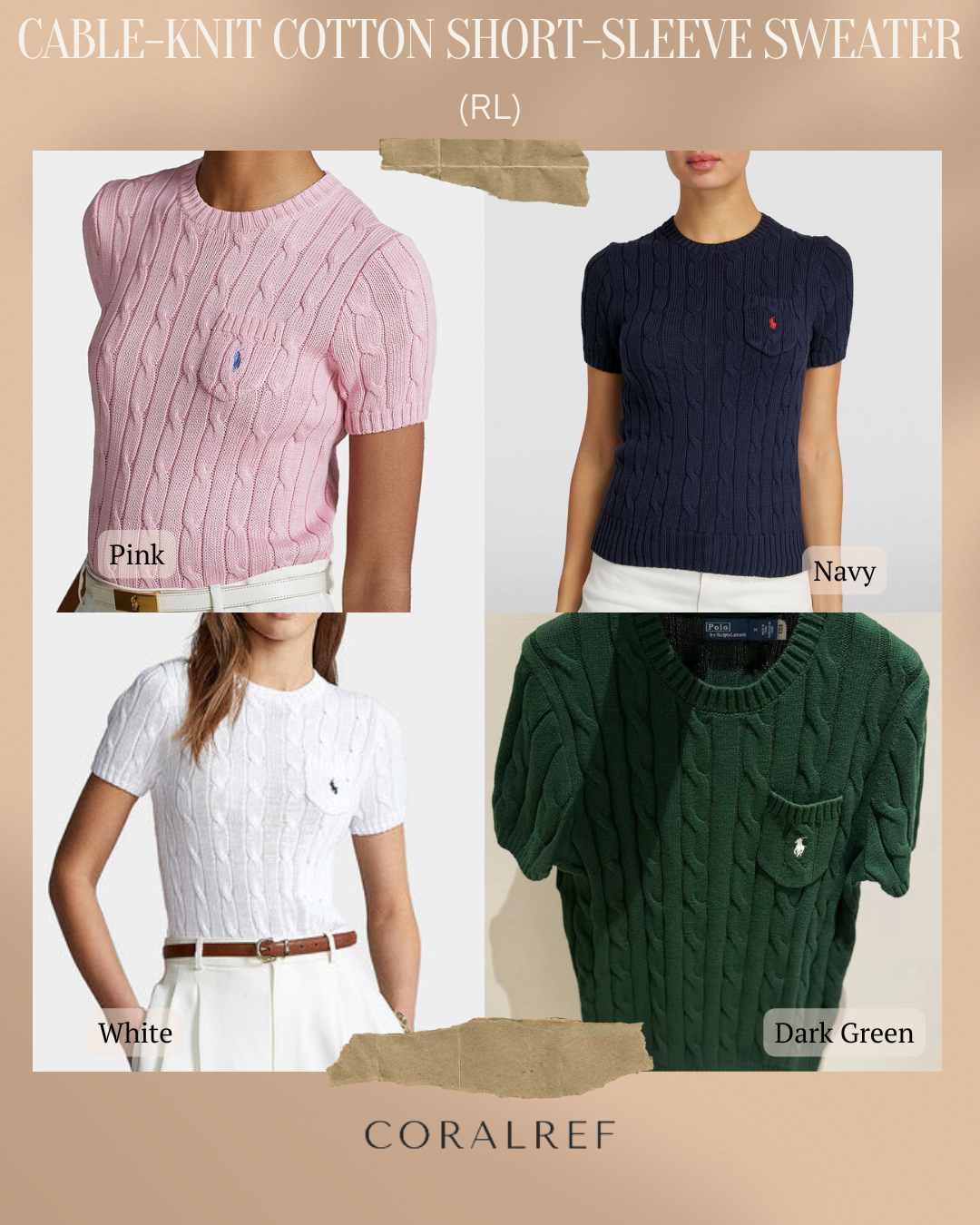 RL Cable Knit Cotton Short Sleeve Sweater