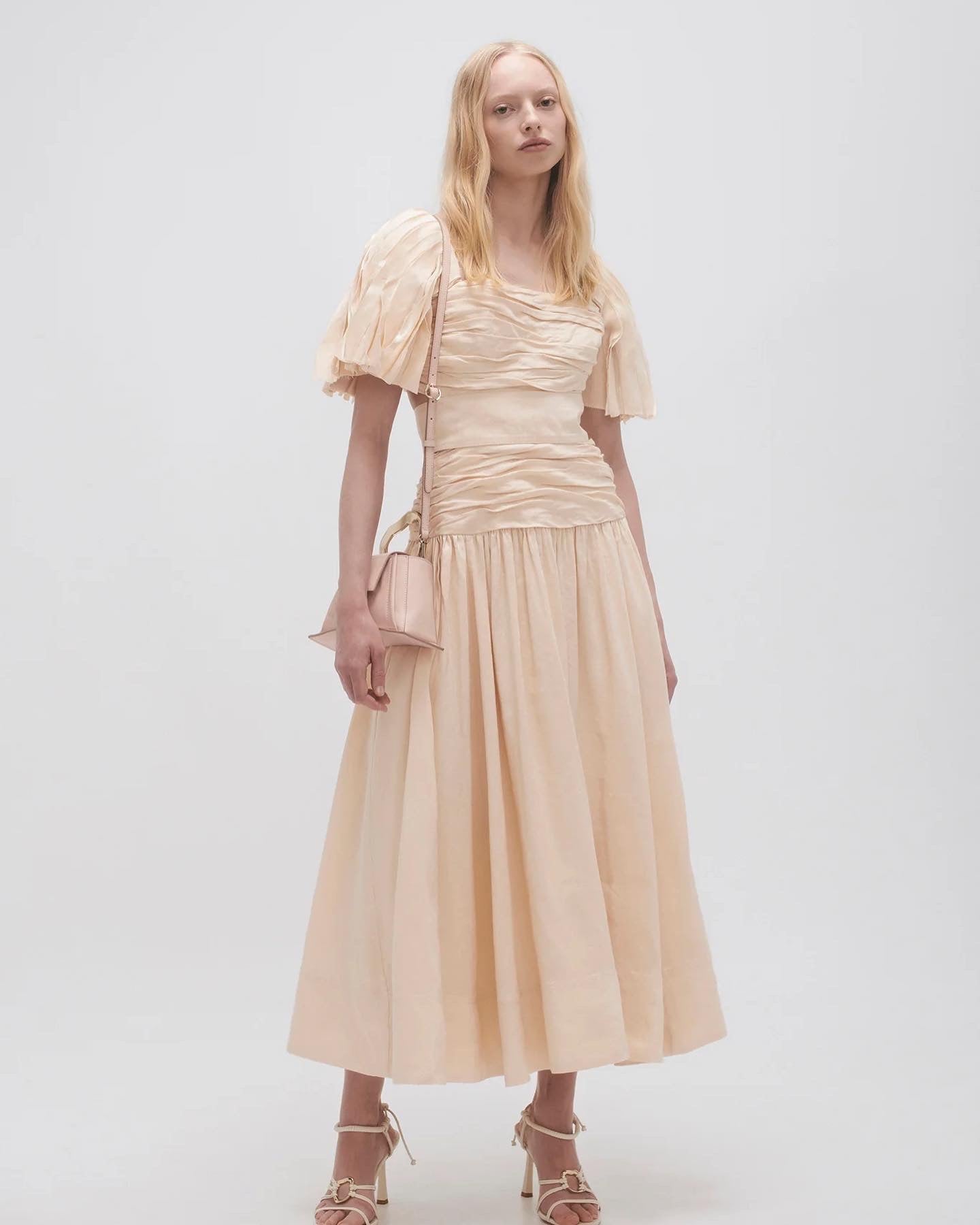 Aj Marianne Ruched Midi Dress