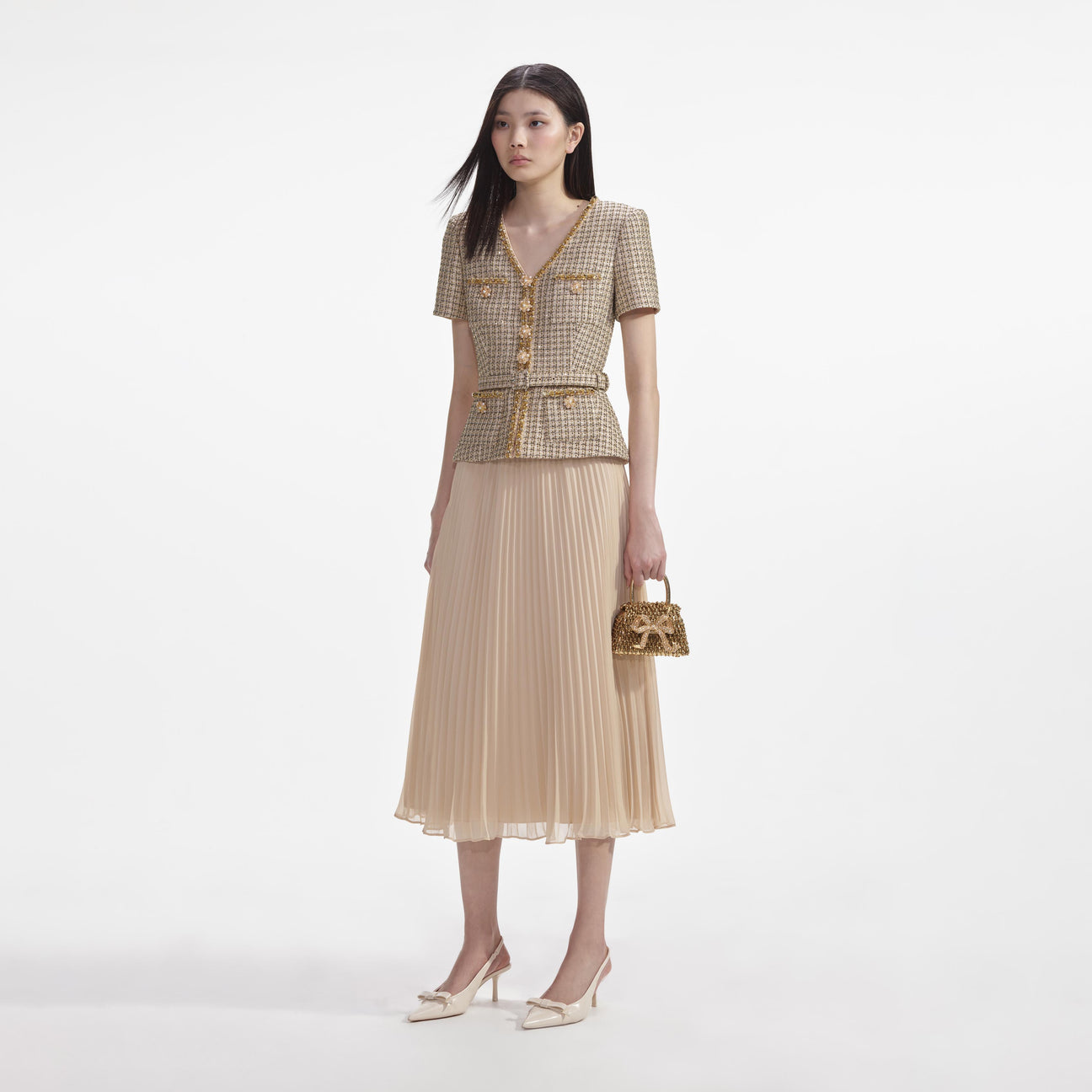 SP Boucle Chiffon Midi Dress