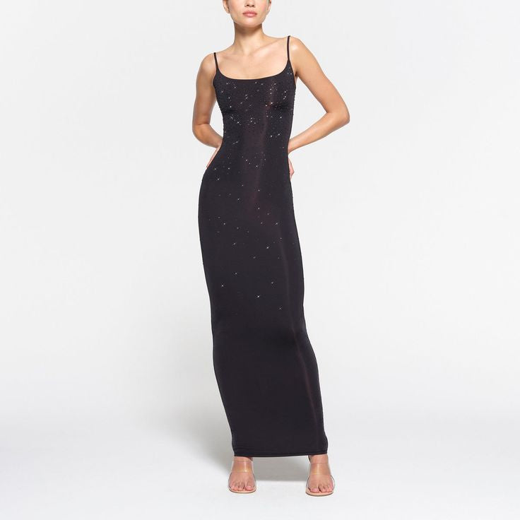 Skms Swarovski Jelly Sheer Cami Long Maxi Dress