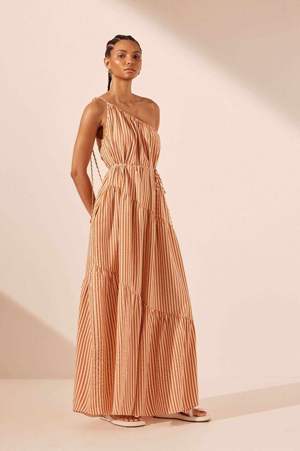 SJ Hele One Shoulder Tiered Maxi Dress