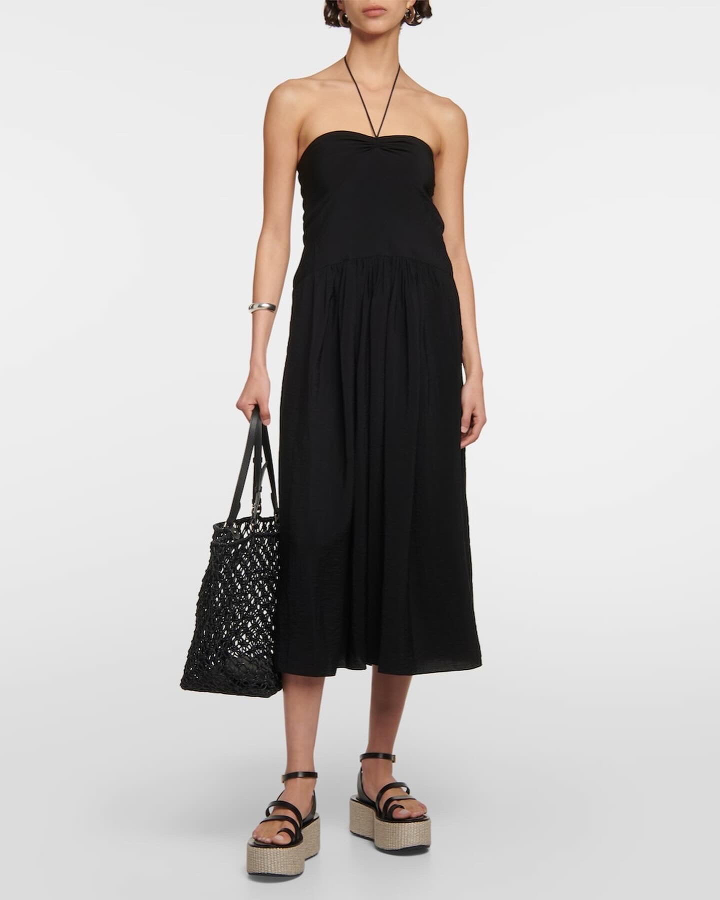 Vnc Ruched Halterneck Midi Dress