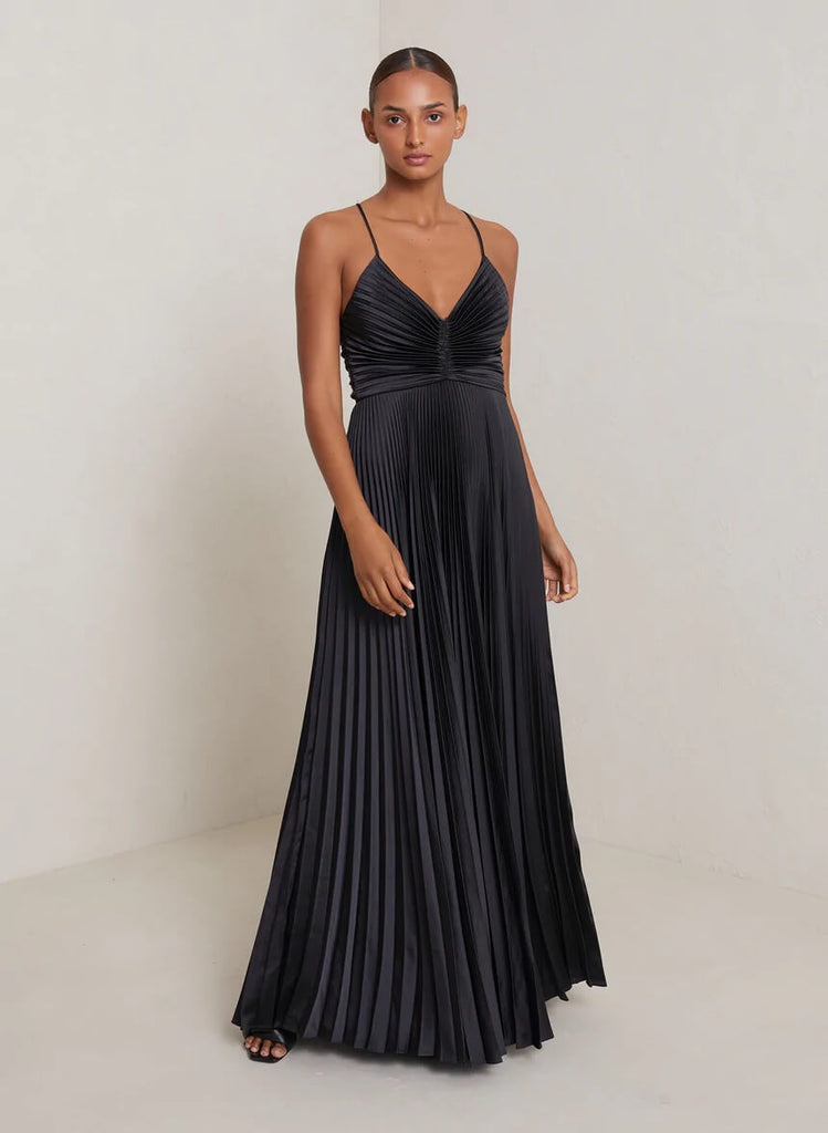 ALC Aries Satin Pleated Maxi Dress