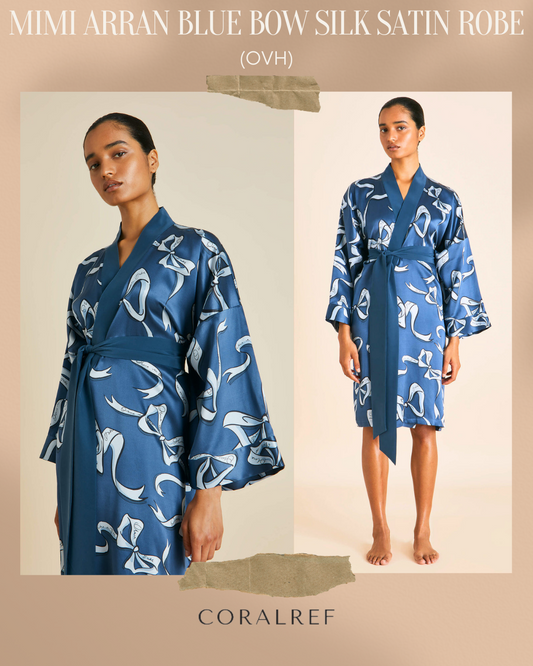 OVH Mimi Arran Blue Bow Silk Satin Robe