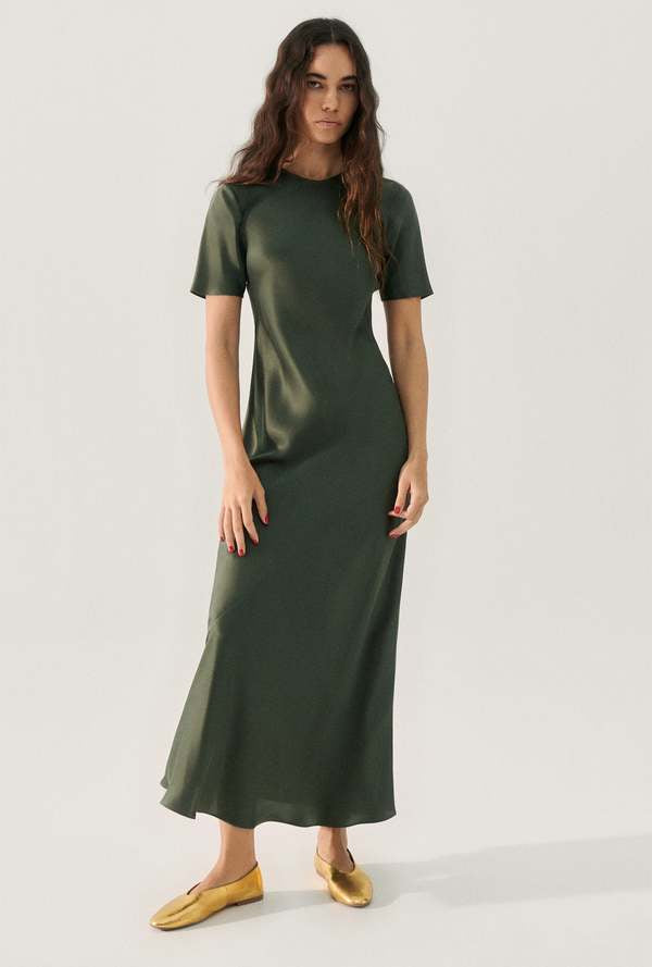 SL Short Sleeve Bias Maxi Dress