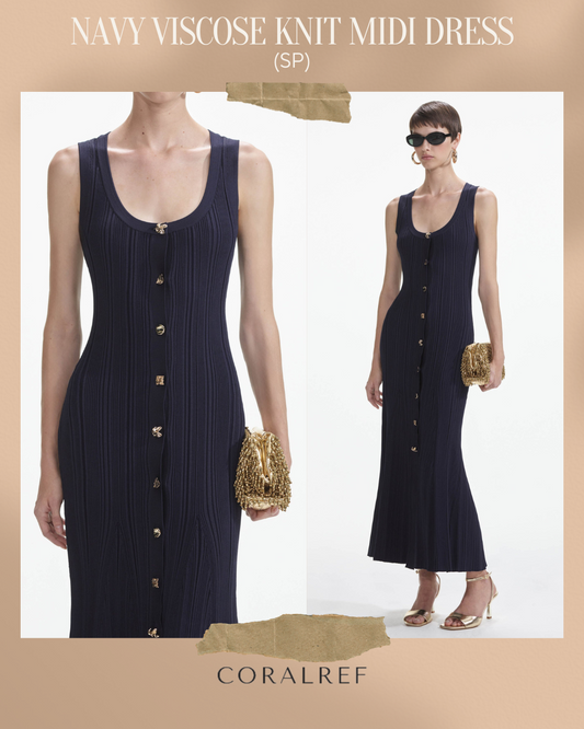 SP Navy Viscose Knit Midi Dress