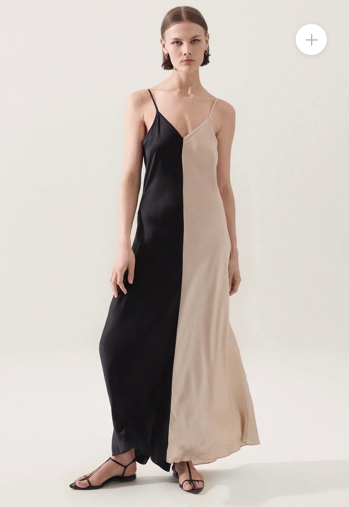 SL Two Tone Maxi Dress Black Hazelnut