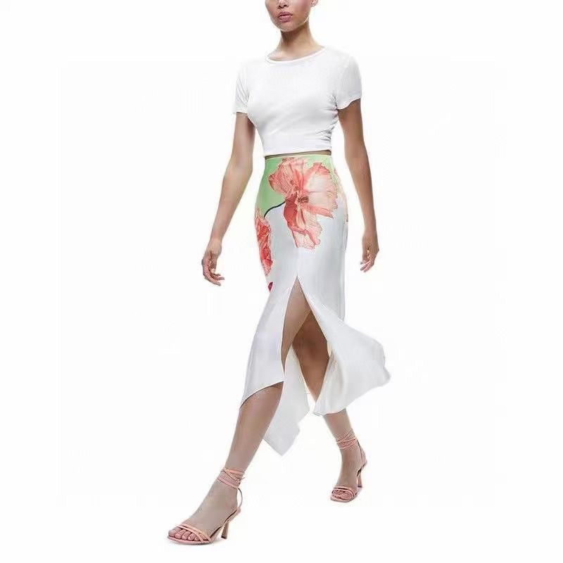 AO Harmony Floral Asymmetric Midi Skirt