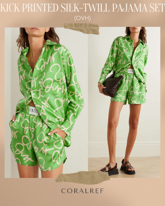 OVH Kick Printed Silk Twill Pajamas Set