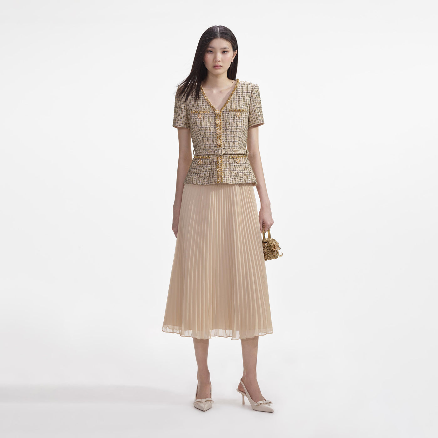 SP Boucle Chiffon Midi Dress