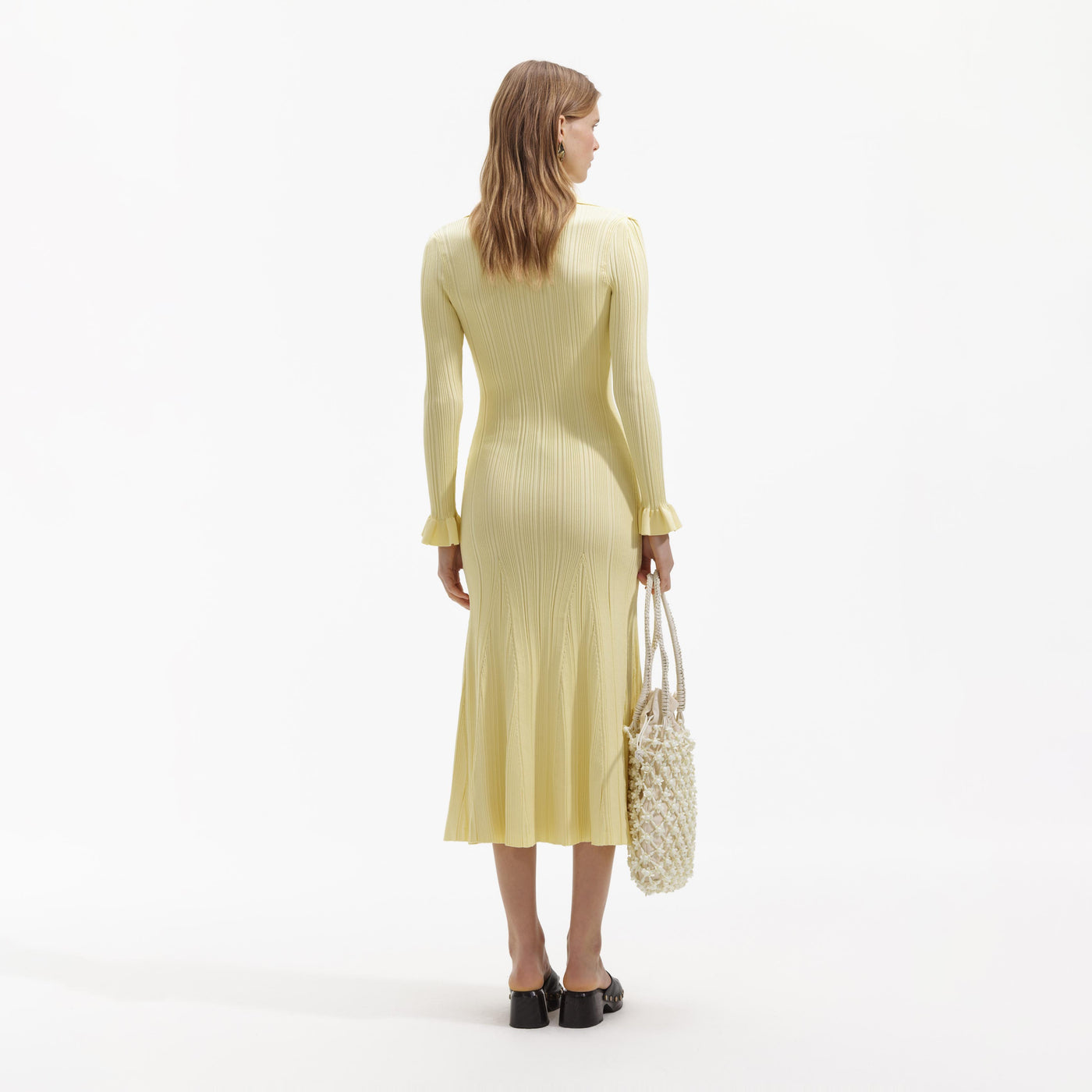 SP Yellow Ribbed Knit Midi Dress