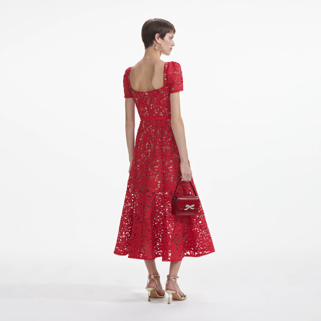 SP Red Floral Lace Midi Dress