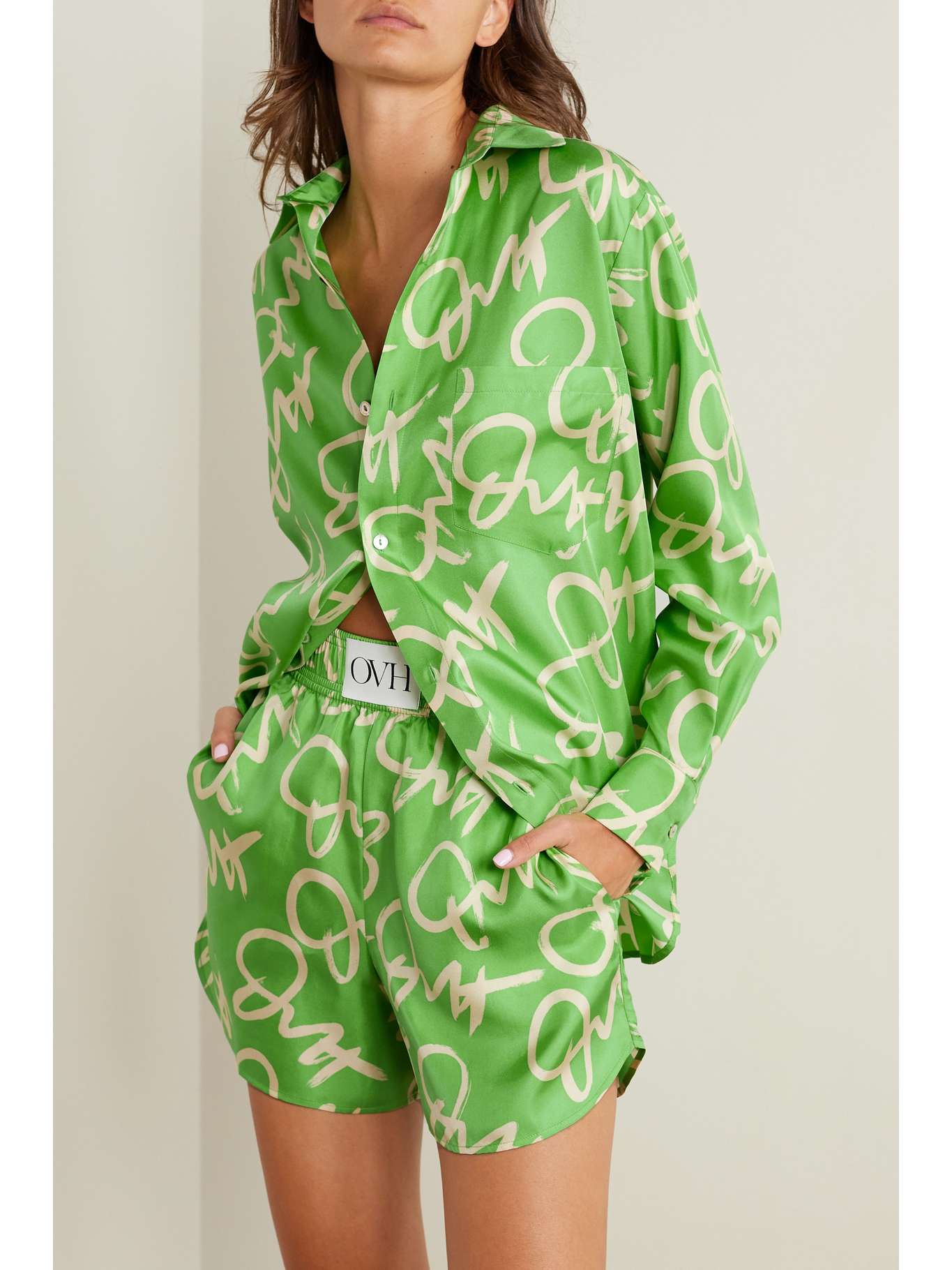 OVH Kick Printed Silk Twill Pajamas Set