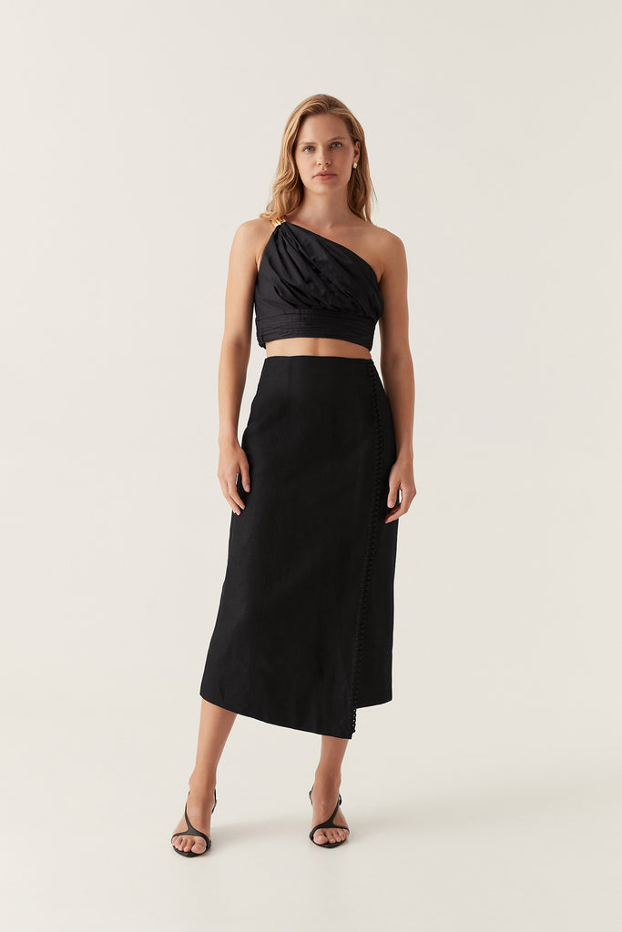 Aj Theory Cinched Midi Skirt