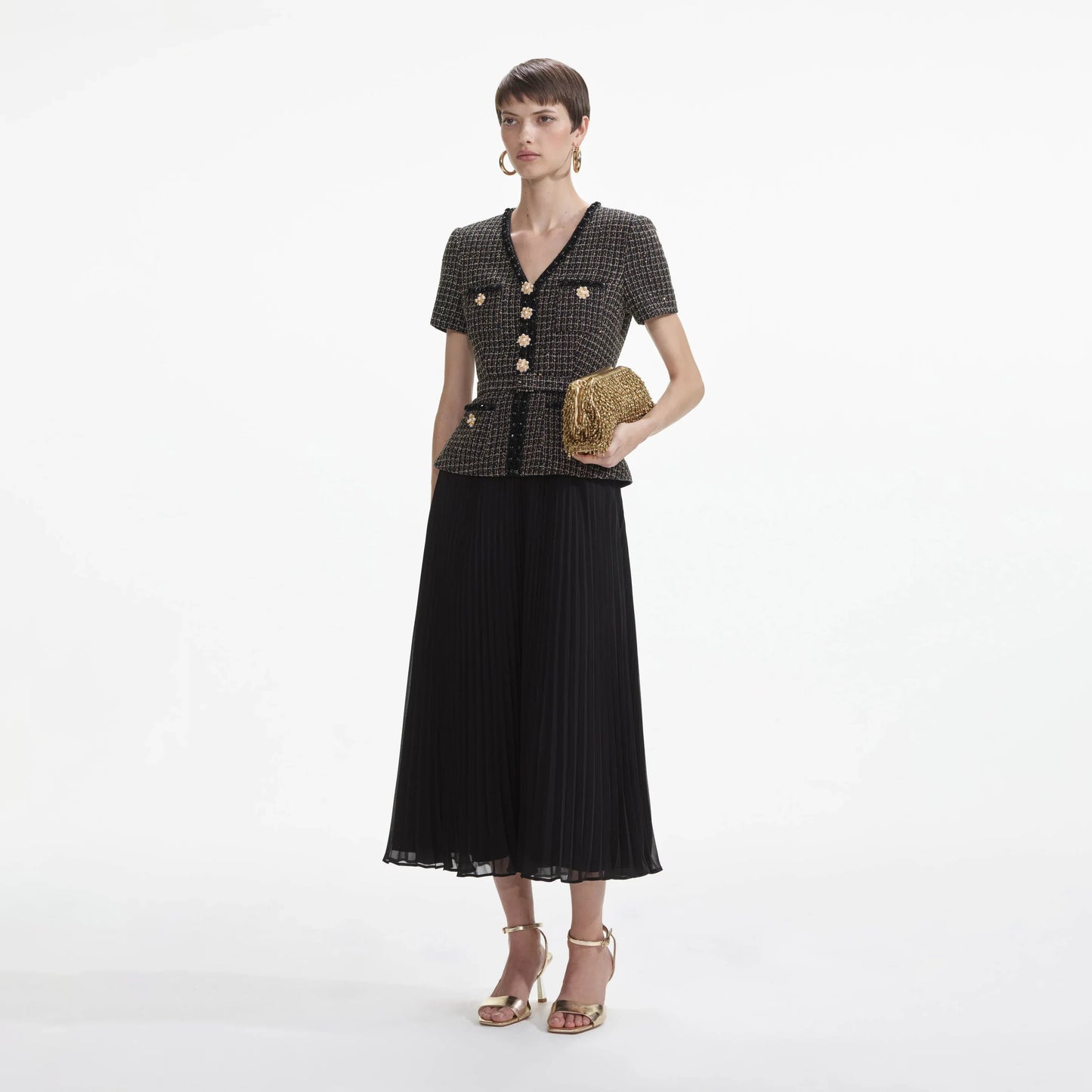 SP Boucle Chiffon Midi Dress