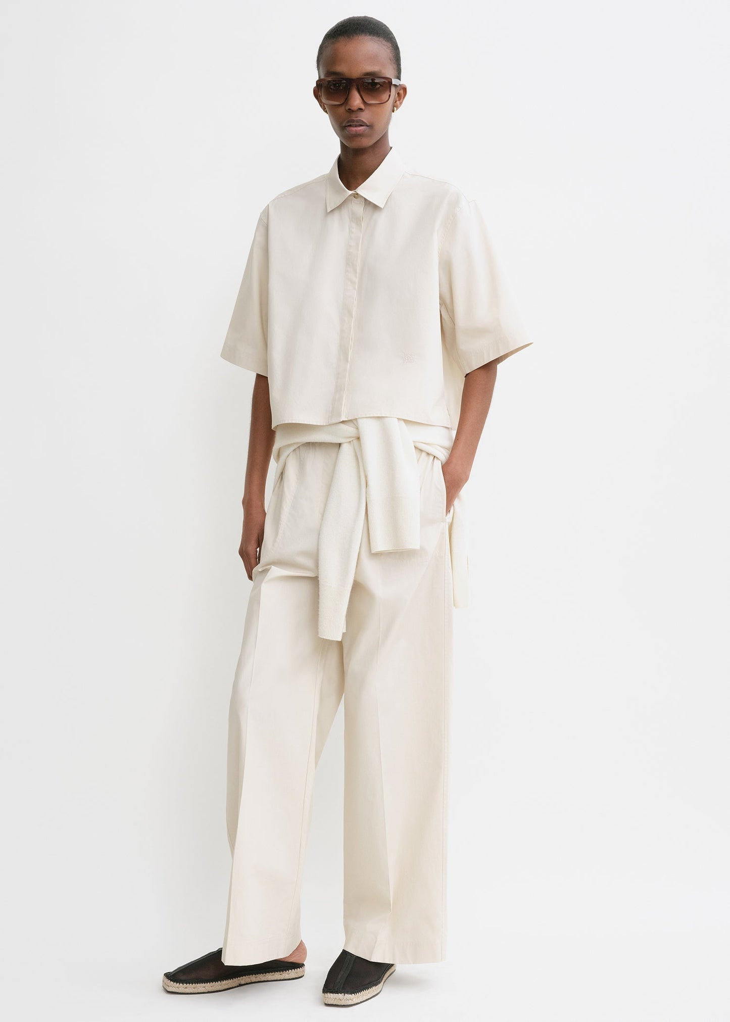 Ttm Crop Cotton Poplin Shirt & Pants Set