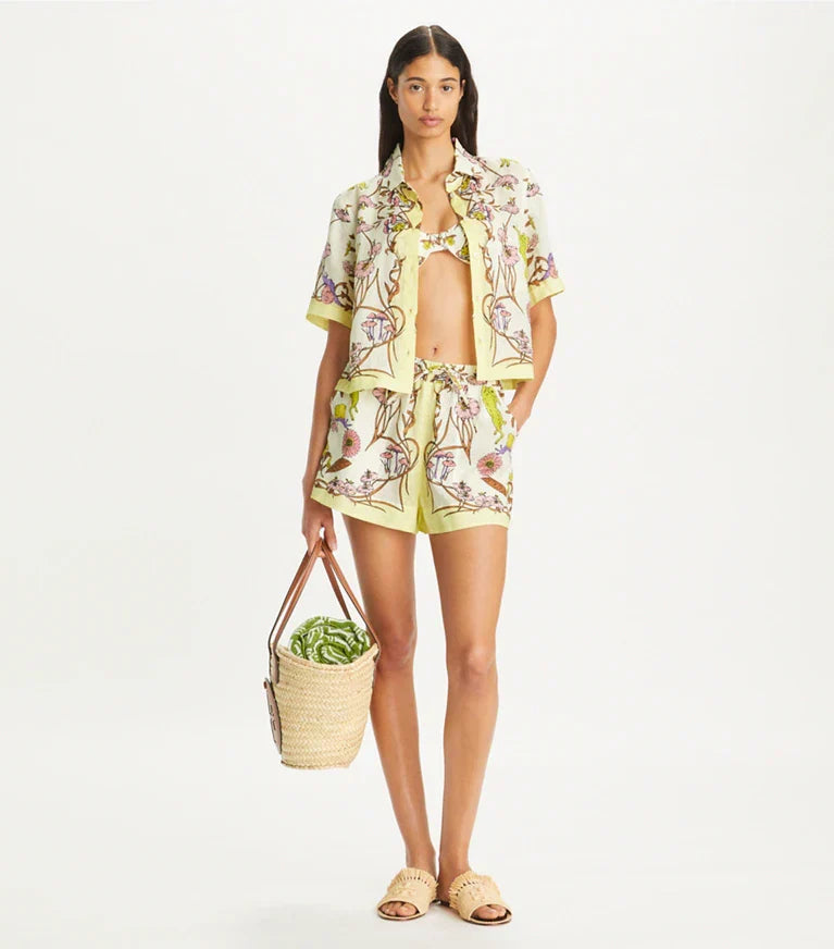 TB Printed Camp Linen Shirt & Shorts Set