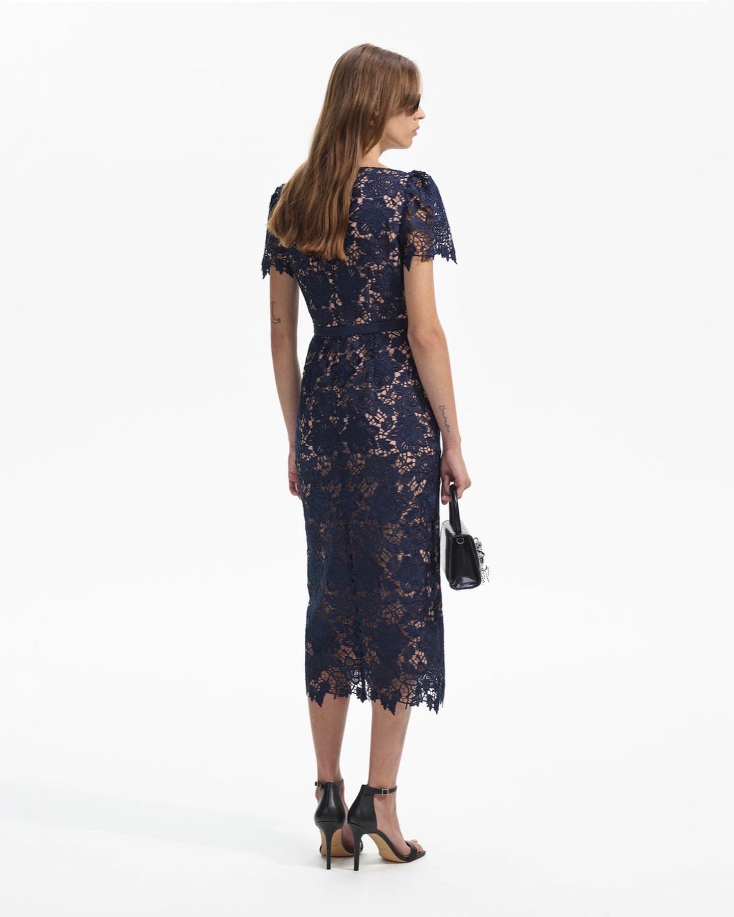 SP Lace Open Neck Midi Dress