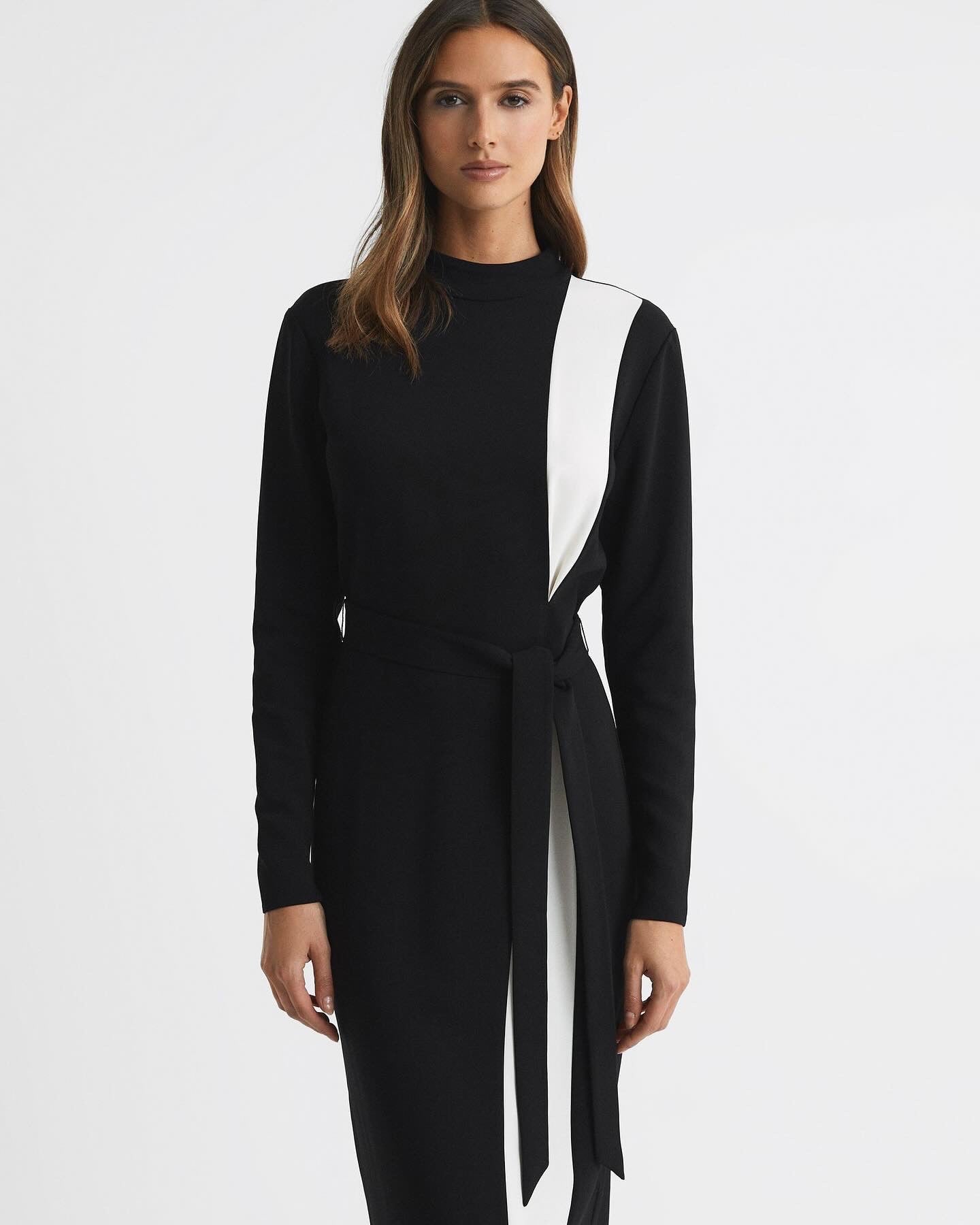 Rss Millie Contrast Belted Midi Dress
