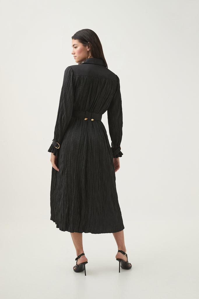 Aj Bays Crushed Pleat Midi Dress