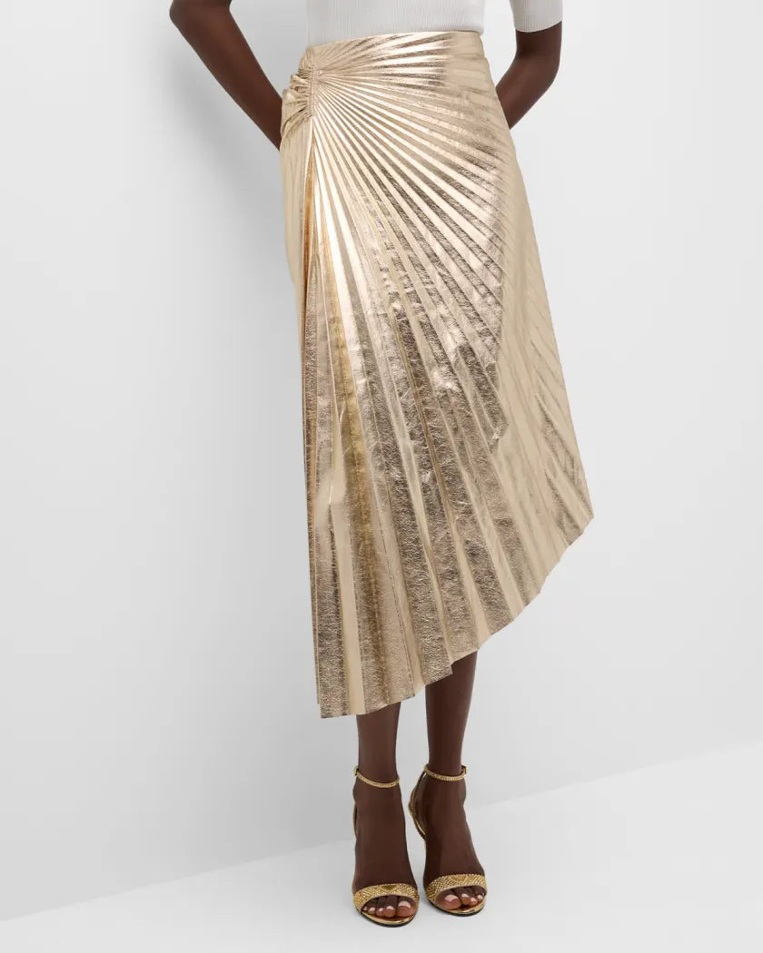 ALC Tori Pleated Metallic Midi Skirt