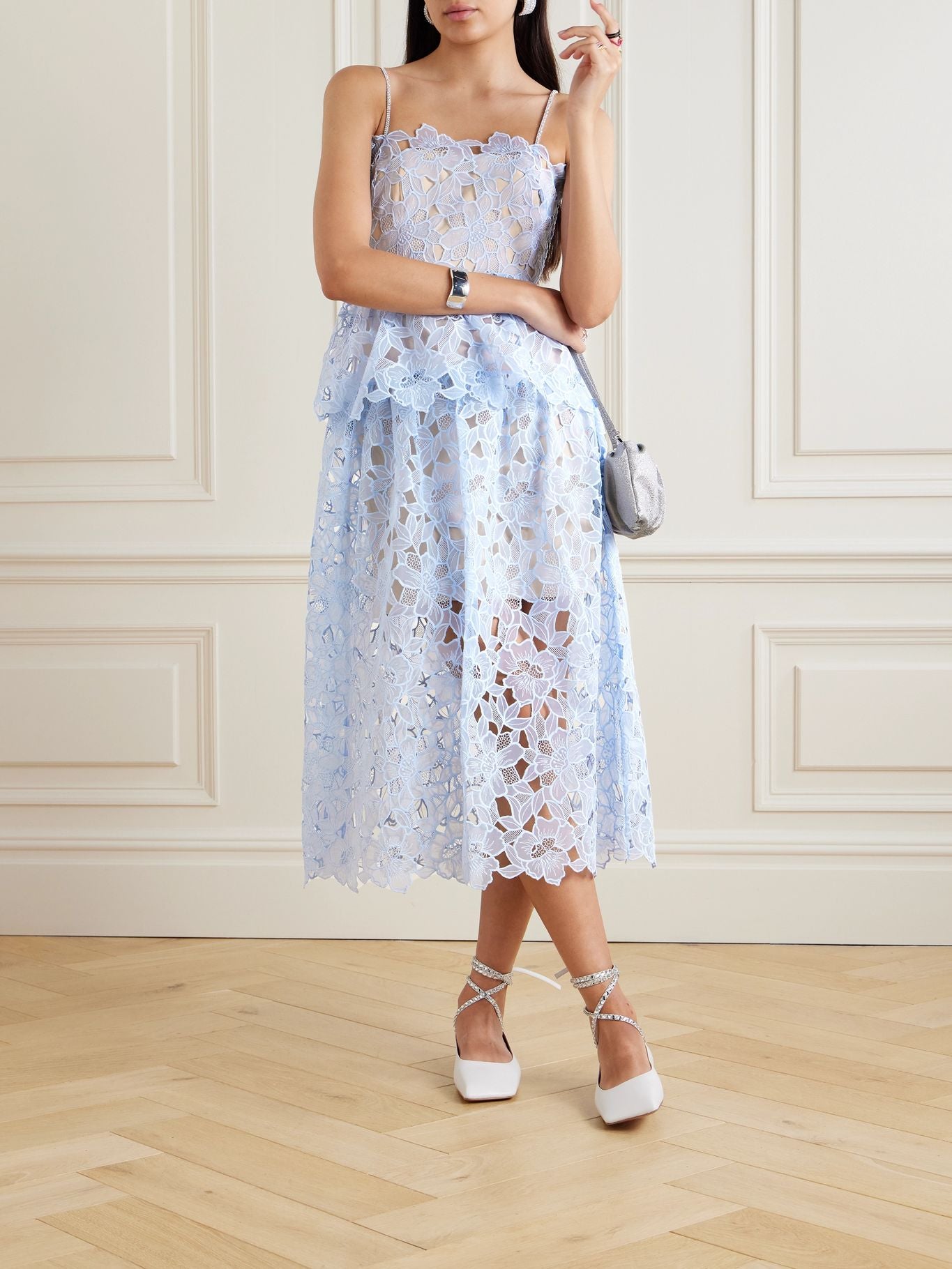 SP Blue Organza Lace Mini & Midi Dress