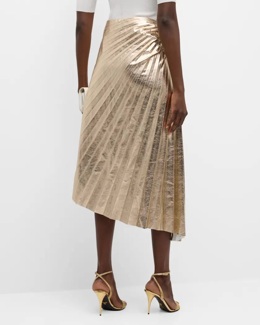 ALC Tori Pleated Metallic Midi Skirt