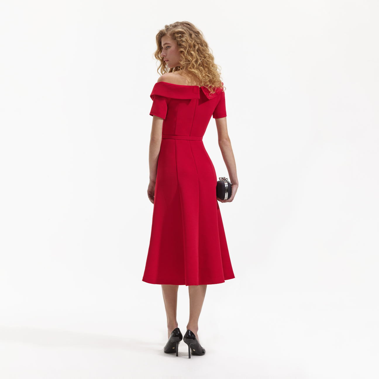 SP Red Tailored Crepe Midi Dress