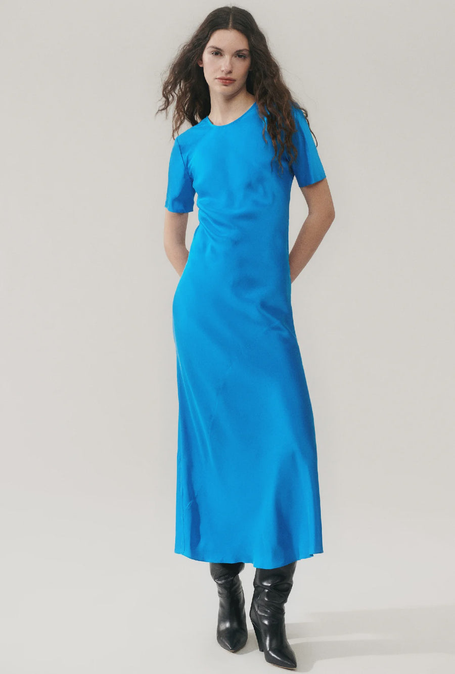 SL Short Sleeve Bias Maxi Dress