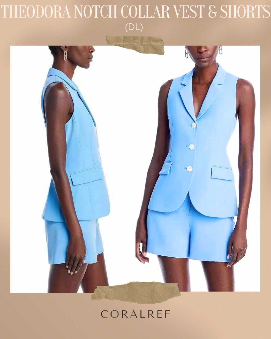 DL Theodora Notch Collar Vest & Shorts Set