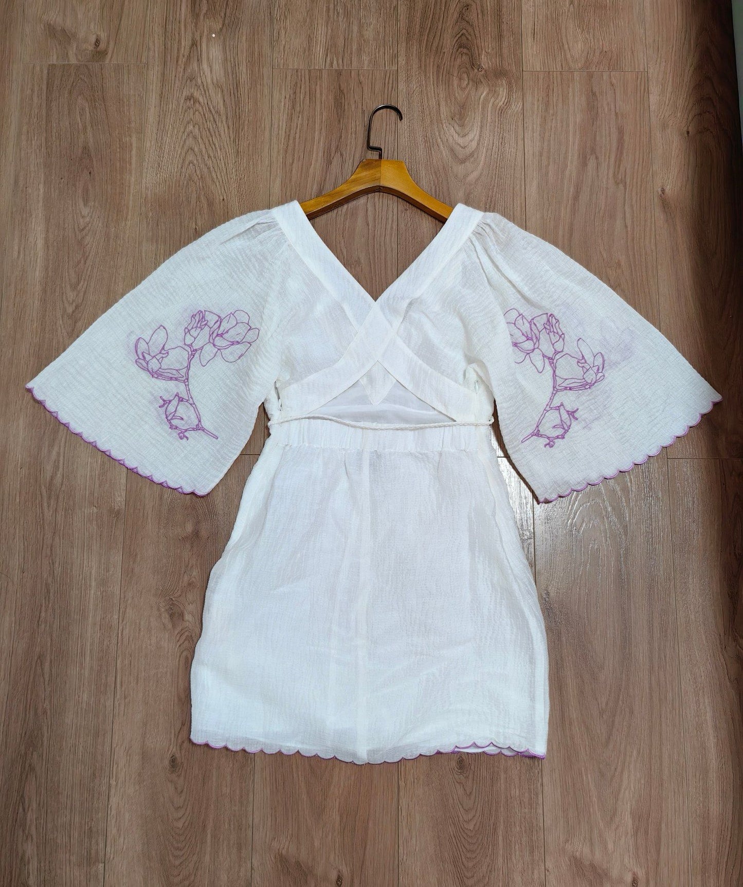 Jsln Embroidered Mini Dress with Open Back