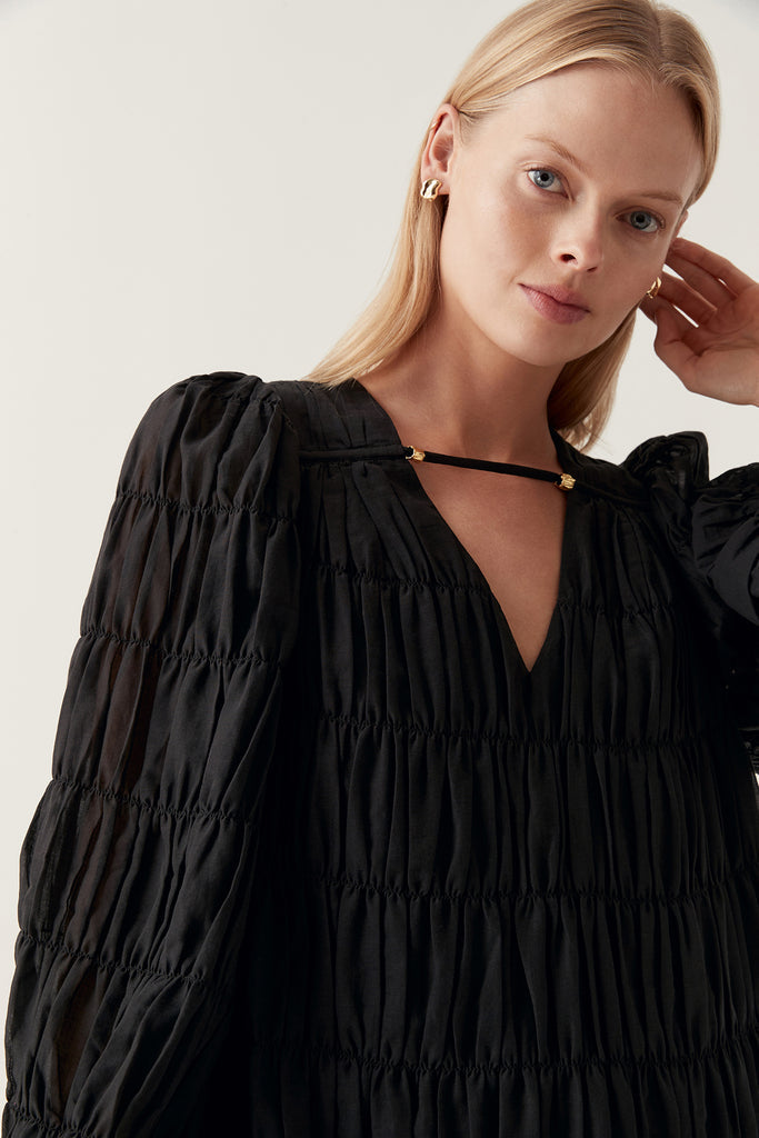 Aj Evelina Ruched Mini Dress