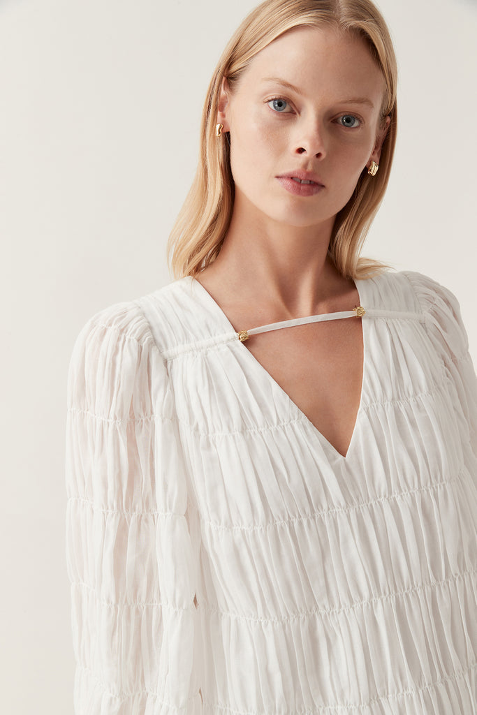 Aj Evelina Ruched Mini Dress