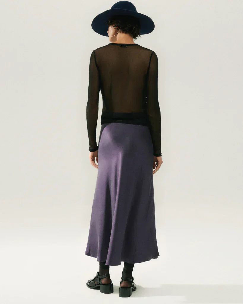 SL Long Bias Cut Silk Midi Skirt