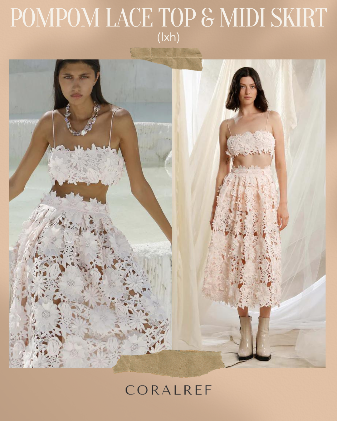 Ixh Pompom Lace Top & Midi Skirt Set