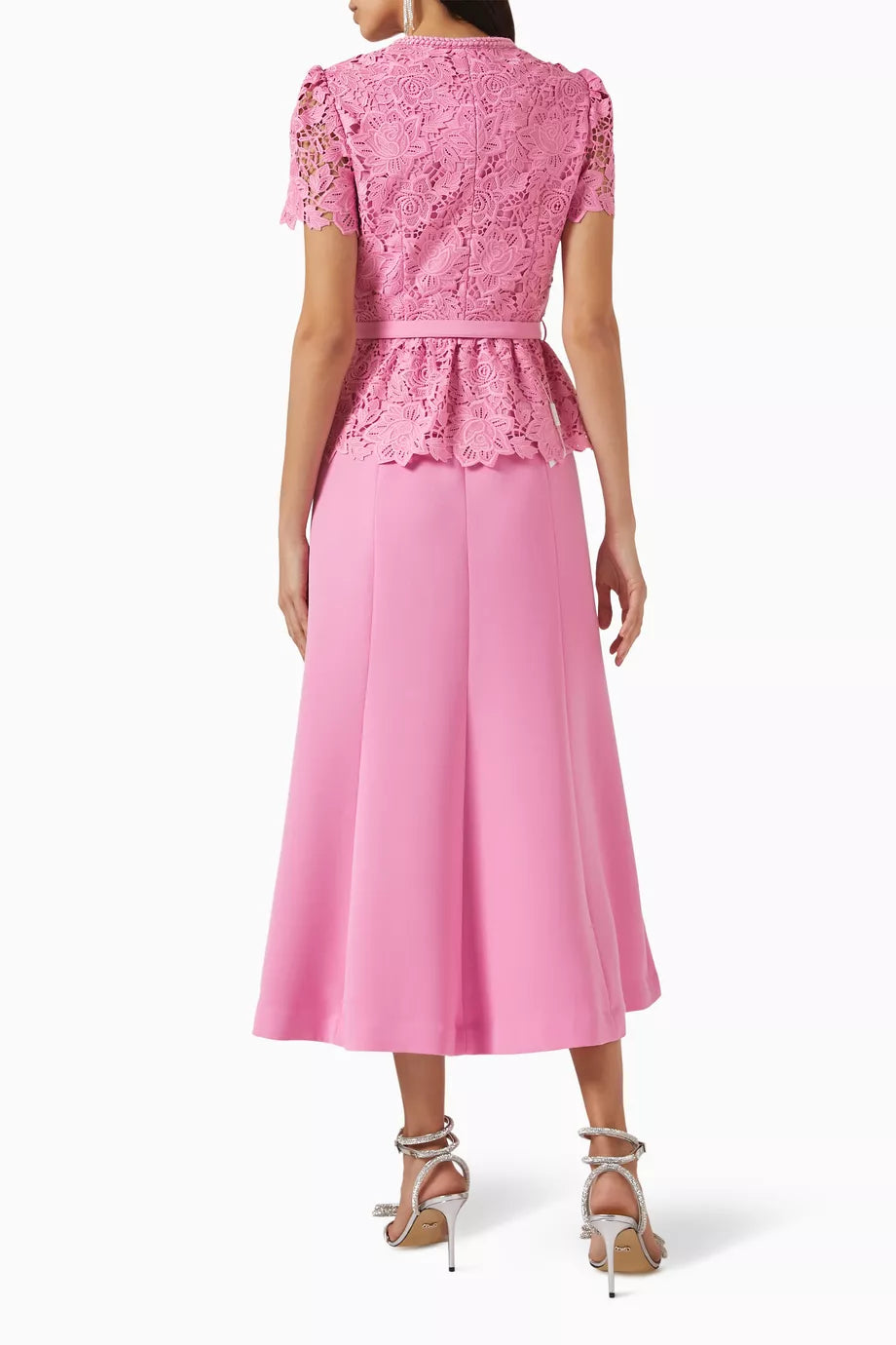 SP Floral Lace Belted Midi Dress