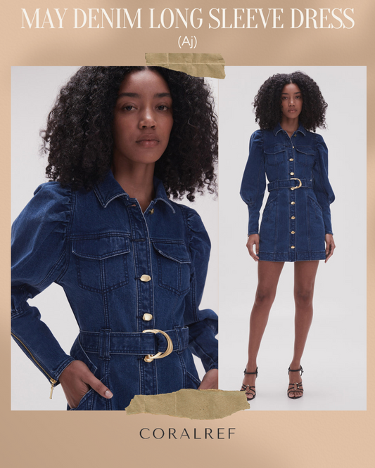 Aj May Denim Long Sleeve Mini Dress