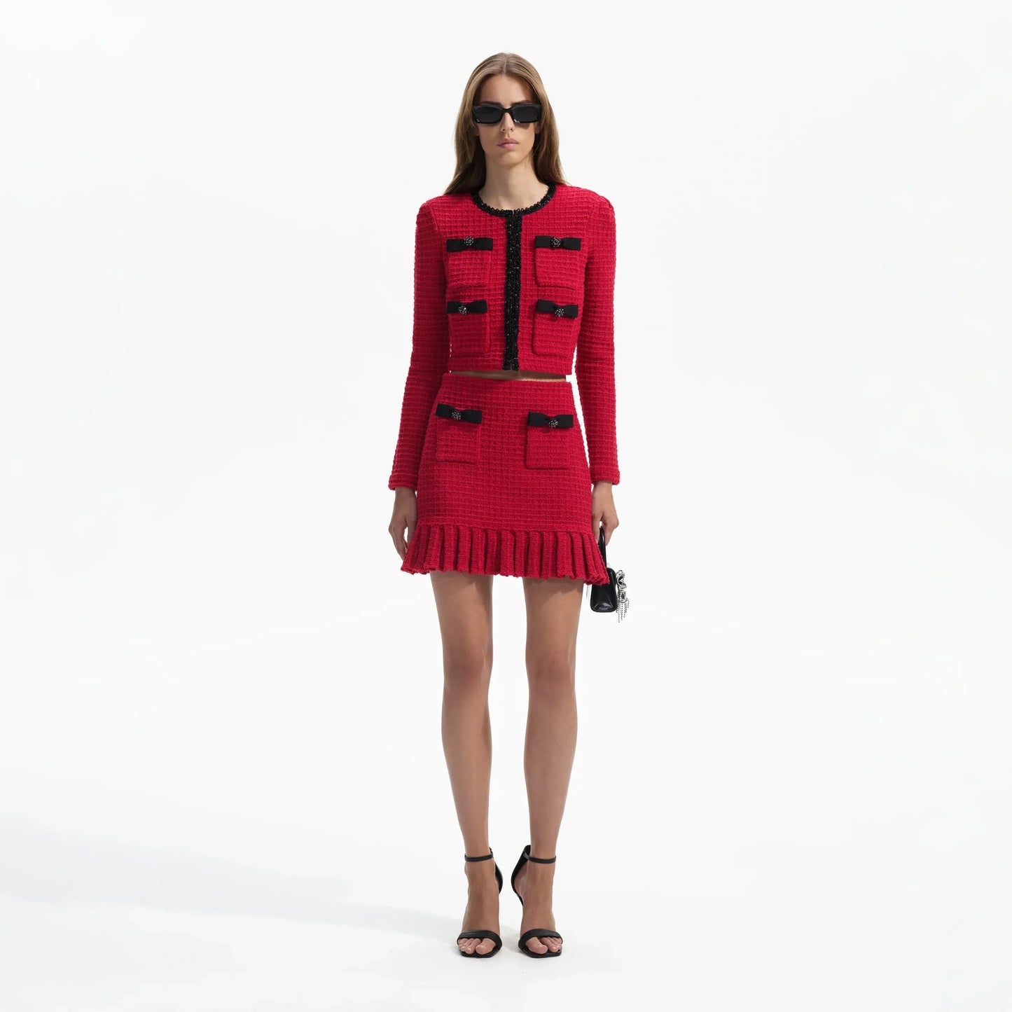 SP Red Knit Cardigan & Mini Skirt Set