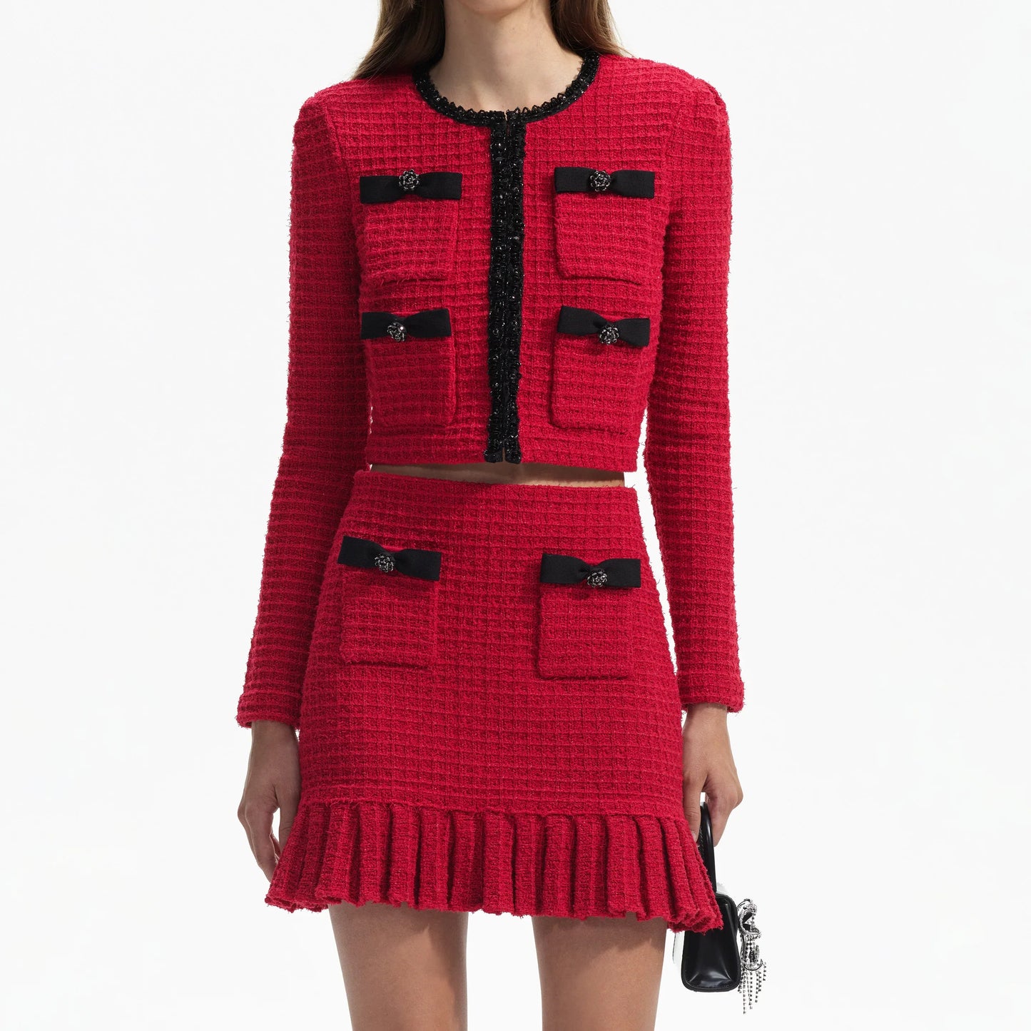 SP Red Knit Cardigan & Mini Skirt Set