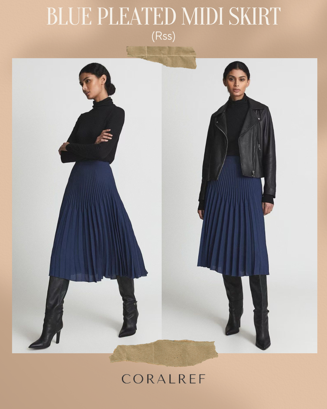 Rss Blue Pleated Midi Skirt