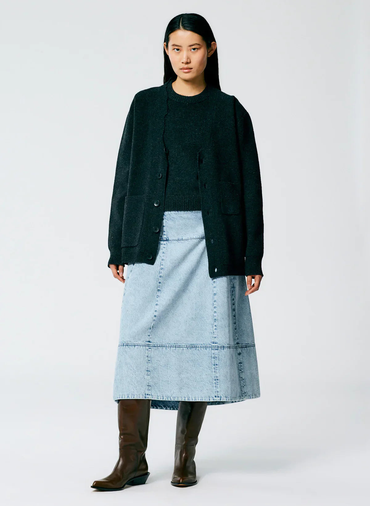 Tb Soft Lambswool Distressed Vest & Cardigan