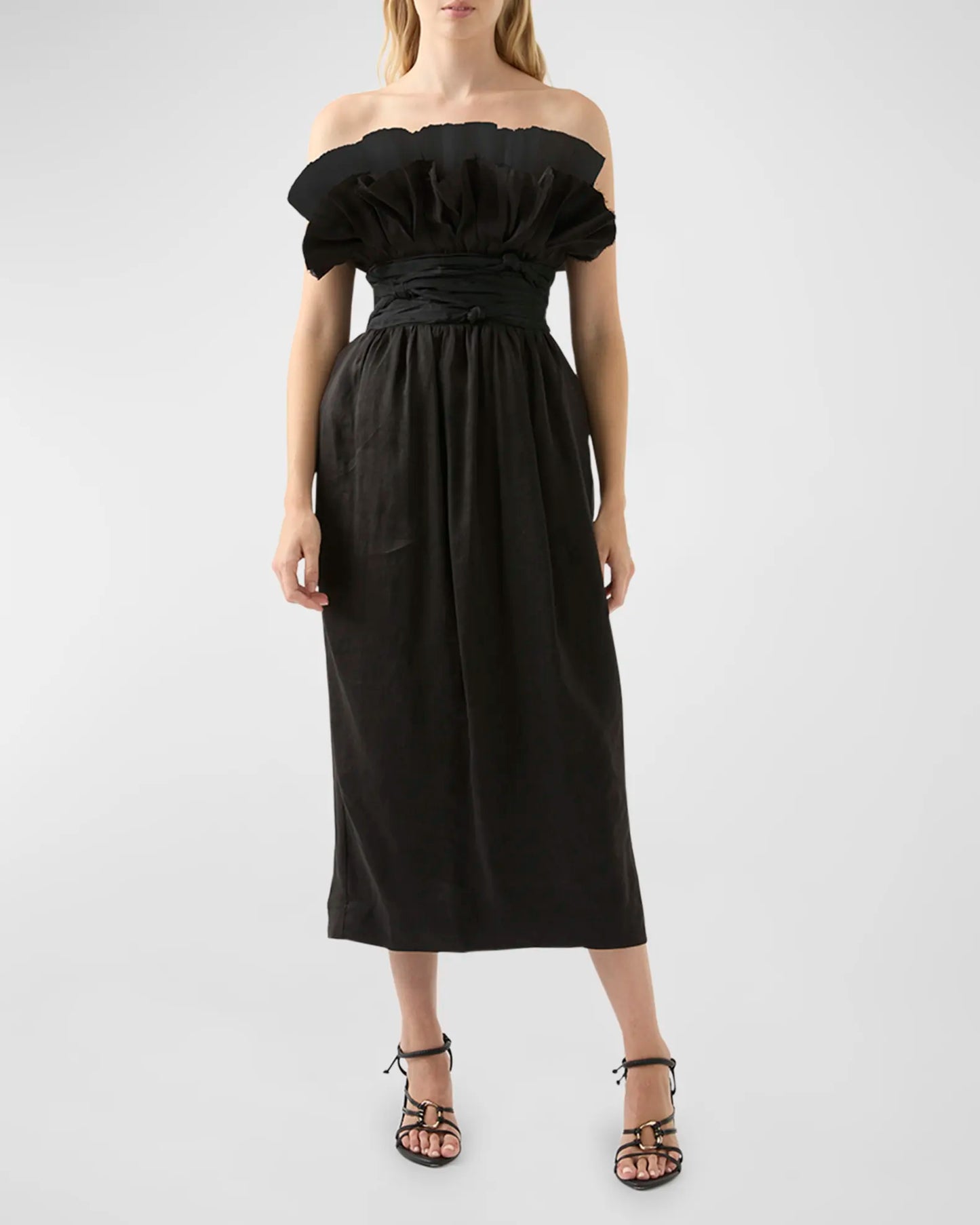 Aj Whisper Knot Waist Midi Dress