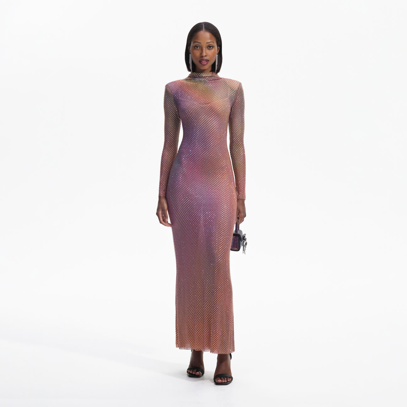 SP Iridescent Rhinestone Maxi Dress