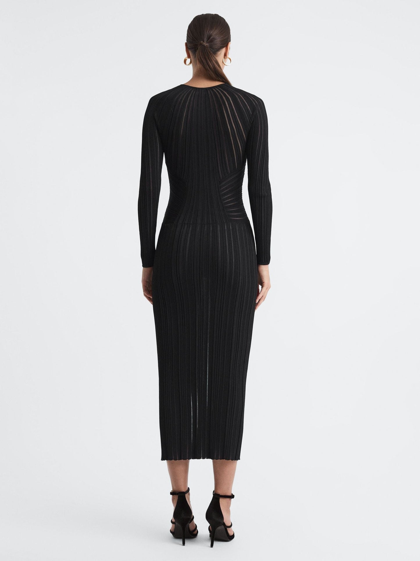 Rss Ida Sheer Striped Bodycon Midi Dress