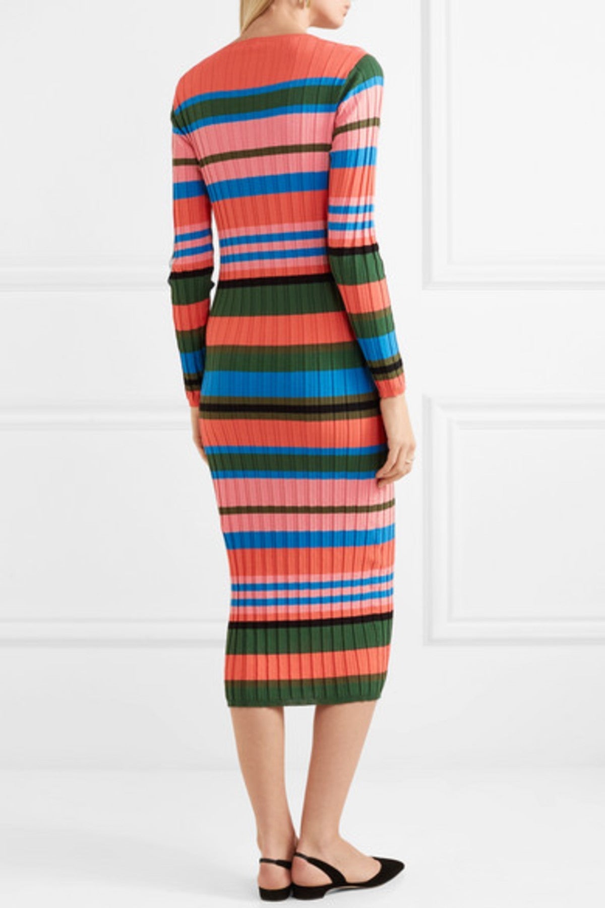 SG Jeanne Stripe Ribbed Midi Dress