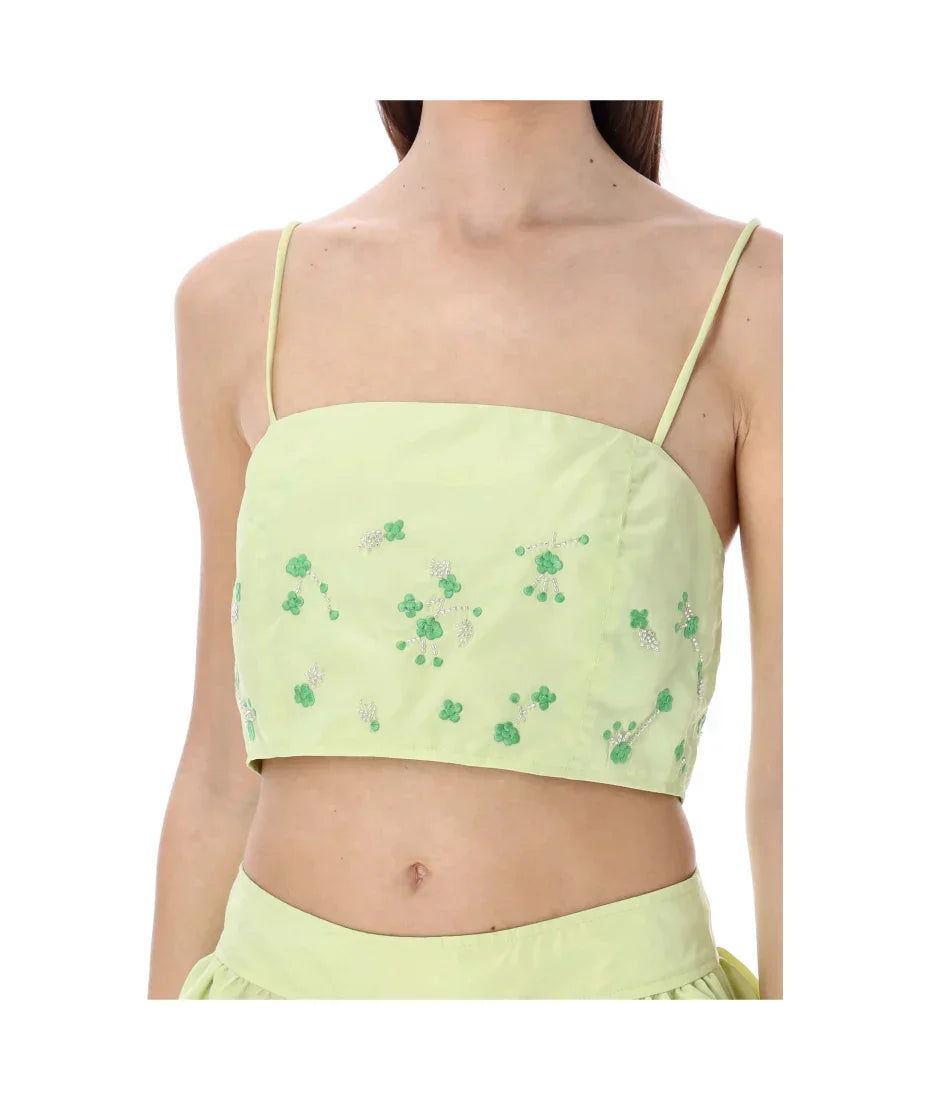 Gnn Lily Green Nylon Top & Midi Skirt Set